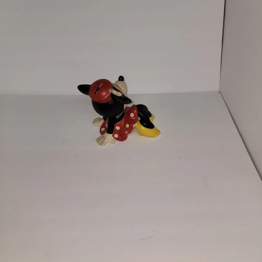 Vntg Disney Minnie Mouse Ceramic Coin Bank Enesco Reclining Lying Down Figurine